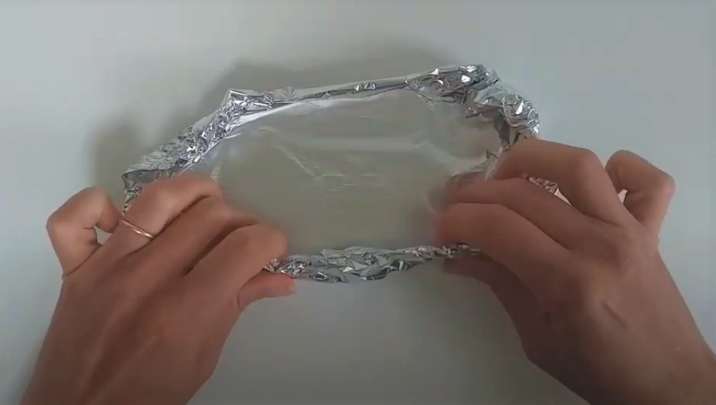 Make a tin foil boat. 